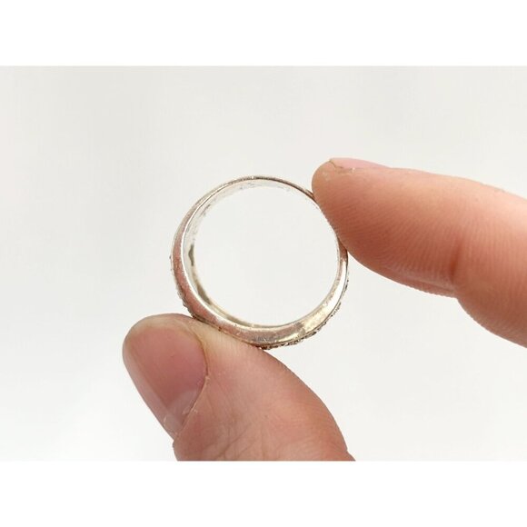 Art Deco Marcasite Sterling Silver Eternal Wave Shaped Vintage Ring - sz 7.5 - Picture 7 of 10